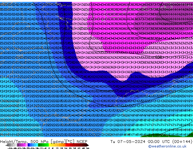 Yükseklik/Sıc. 500 hPa NCEP Sa 07.05.2024 00 UTC