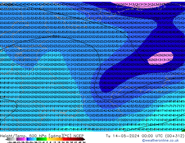 Yükseklik/Sıc. 500 hPa NCEP Sa 14.05.2024 00 UTC