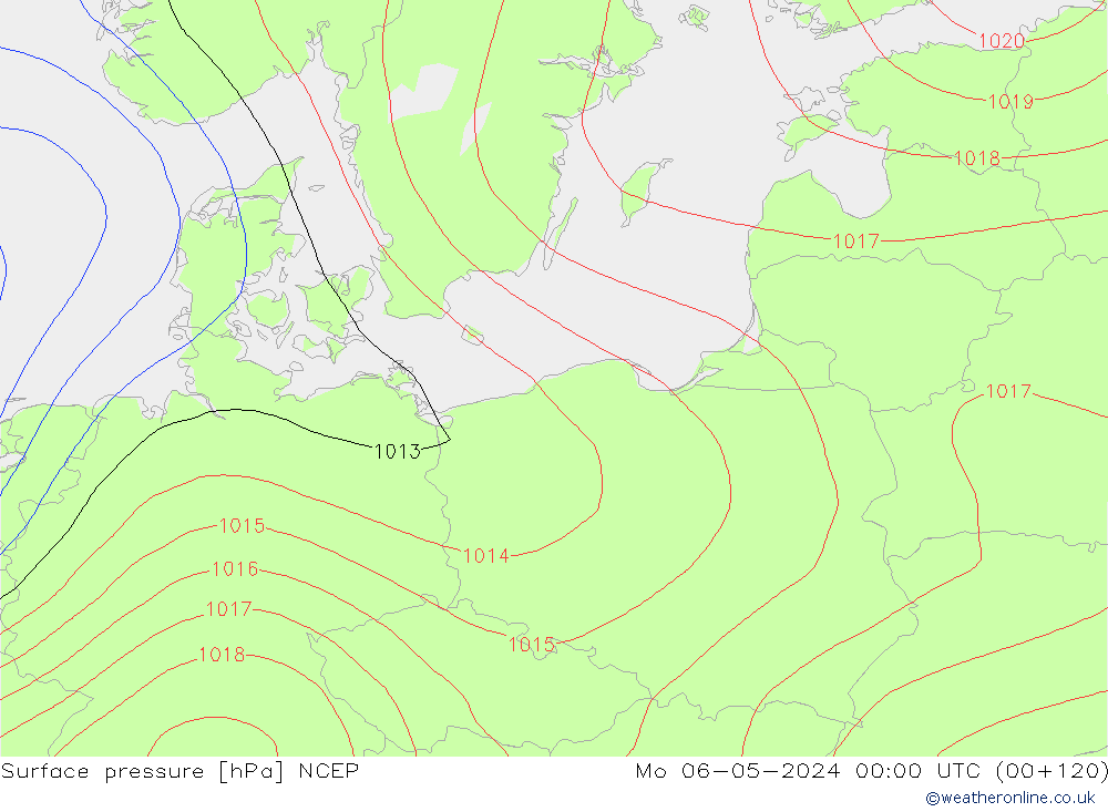 Surface pressure NCEP Mo 06.05.2024 00 UTC