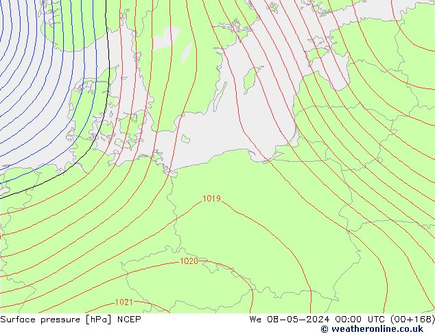 Atmosférický tlak NCEP St 08.05.2024 00 UTC