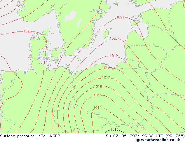 pressão do solo NCEP Dom 02.06.2024 00 UTC
