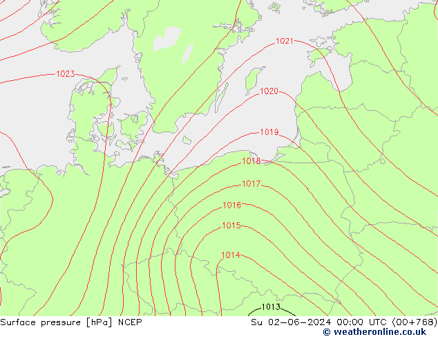 Atmosférický tlak NCEP Ne 02.06.2024 00 UTC