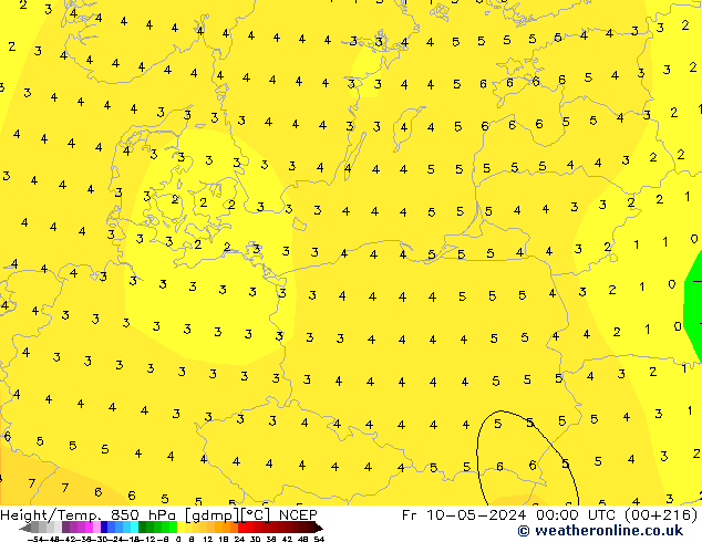 Height/Temp. 850 hPa NCEP  10.05.2024 00 UTC