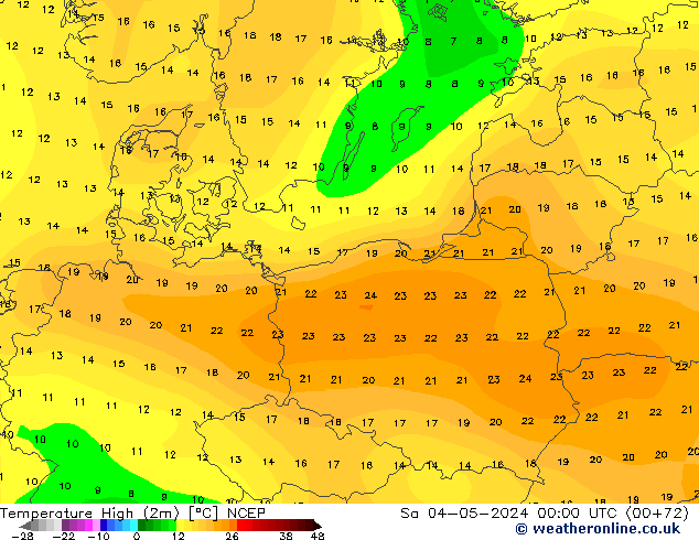 temperatura máx. (2m) NCEP Sáb 04.05.2024 00 UTC