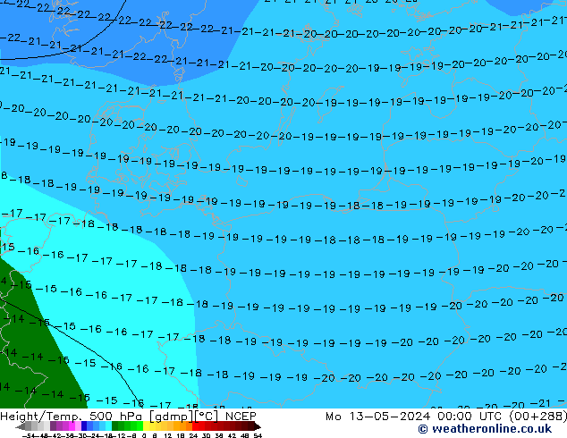 Height/Temp. 500 hPa NCEP Seg 13.05.2024 00 UTC