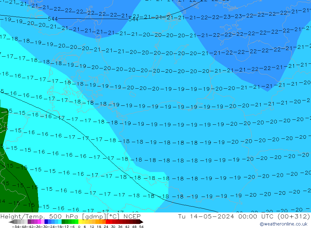 Height/Temp. 500 hPa NCEP Ter 14.05.2024 00 UTC