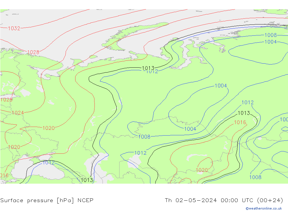 Surface pressure NCEP Th 02.05.2024 00 UTC