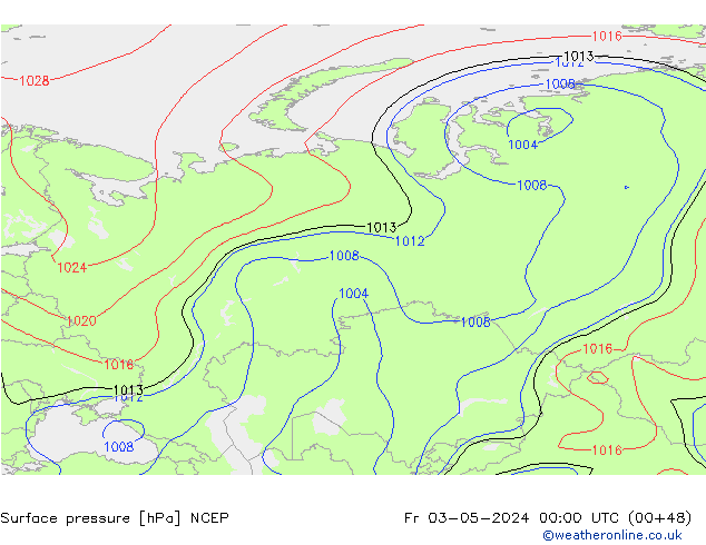 Luchtdruk (Grond) NCEP vr 03.05.2024 00 UTC