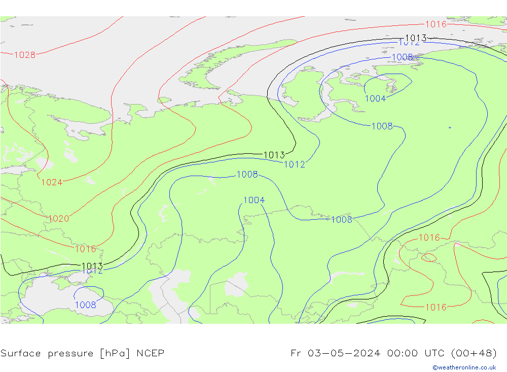 Atmosférický tlak NCEP Pá 03.05.2024 00 UTC