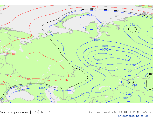 Pressione al suolo NCEP dom 05.05.2024 00 UTC