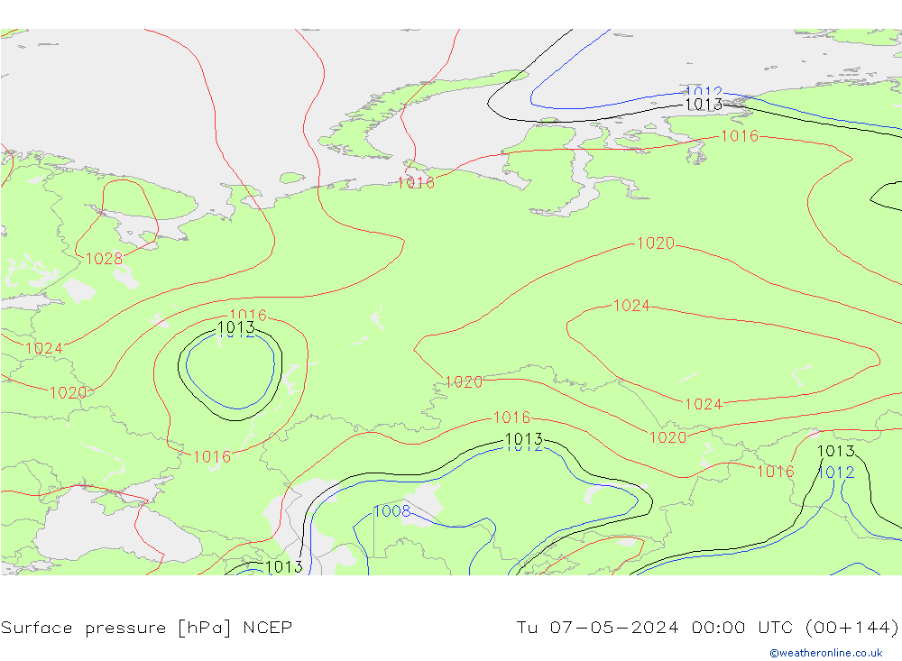 Surface pressure NCEP Tu 07.05.2024 00 UTC