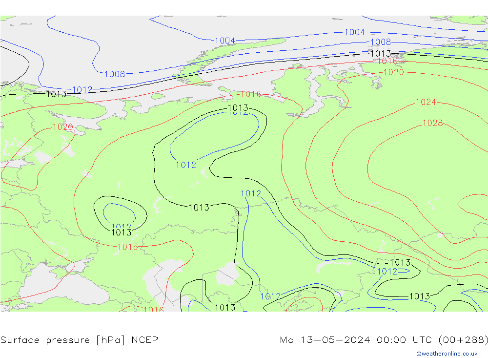 Surface pressure NCEP Mo 13.05.2024 00 UTC