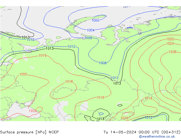 приземное давление NCEP вт 14.05.2024 00 UTC