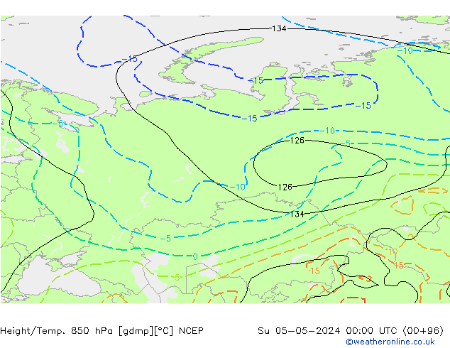 Height/Temp. 850 hPa NCEP Dom 05.05.2024 00 UTC