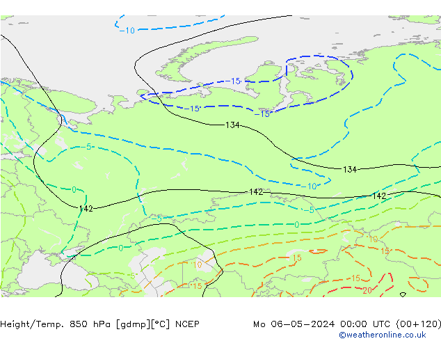 Yükseklik/Sıc. 850 hPa NCEP Pzt 06.05.2024 00 UTC