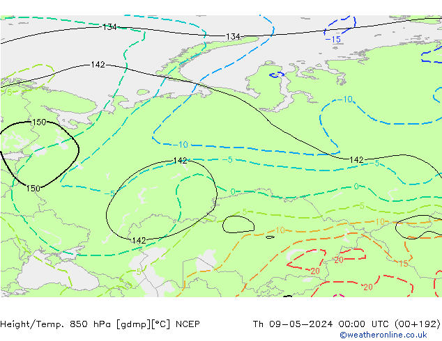 Yükseklik/Sıc. 850 hPa NCEP Per 09.05.2024 00 UTC