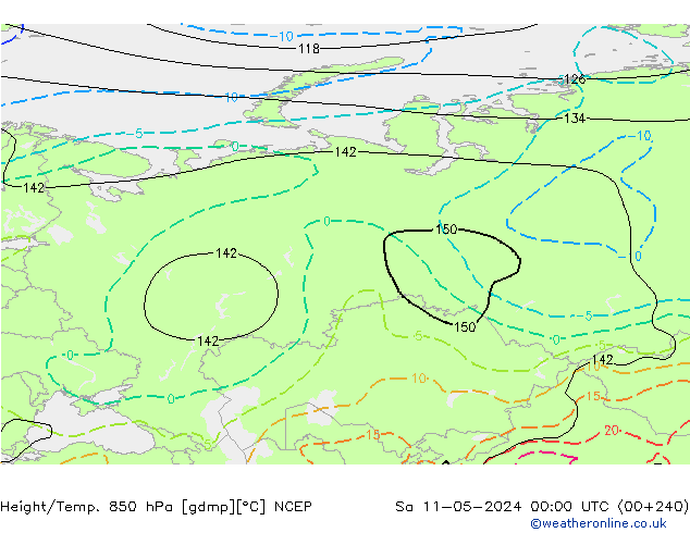 Yükseklik/Sıc. 850 hPa NCEP Cts 11.05.2024 00 UTC