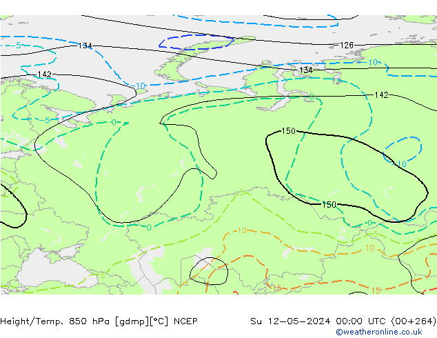 Height/Temp. 850 гПа NCEP Вс 12.05.2024 00 UTC