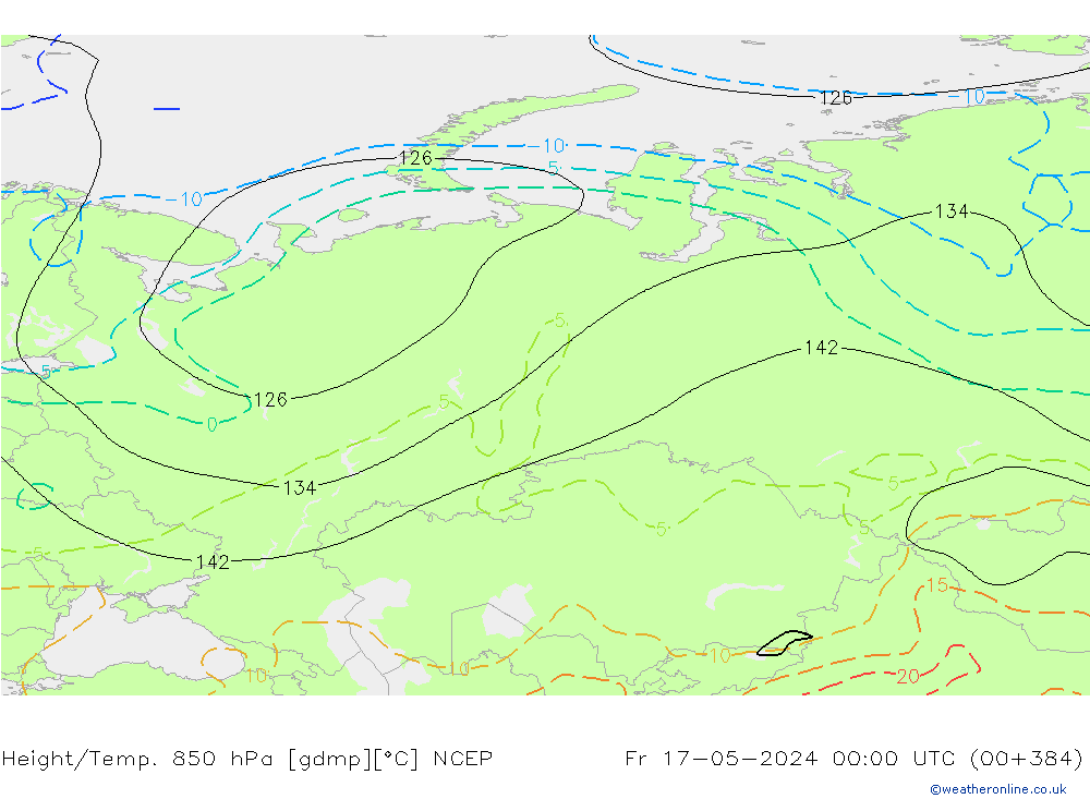Height/Temp. 850 hPa NCEP ven 17.05.2024 00 UTC
