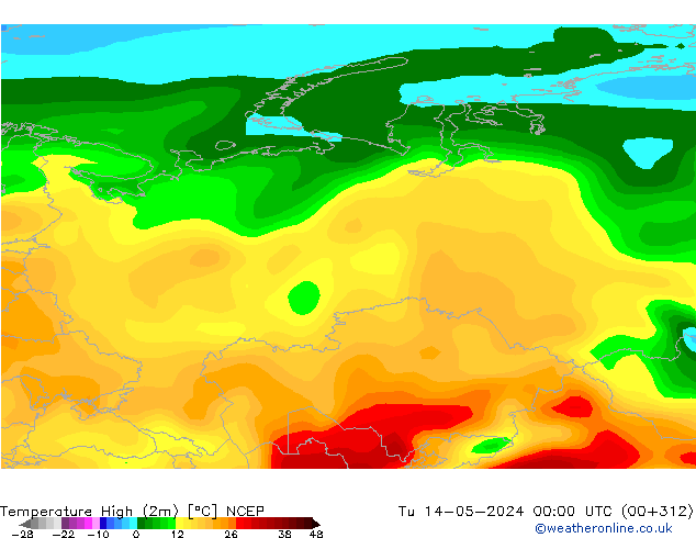 Max.  (2m) NCEP  14.05.2024 00 UTC