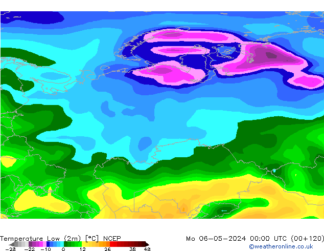 Temperatura mín. (2m) NCEP lun 06.05.2024 00 UTC