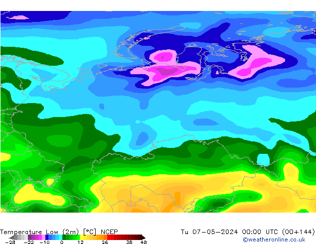 Temperature Low (2m) NCEP Tu 07.05.2024 00 UTC