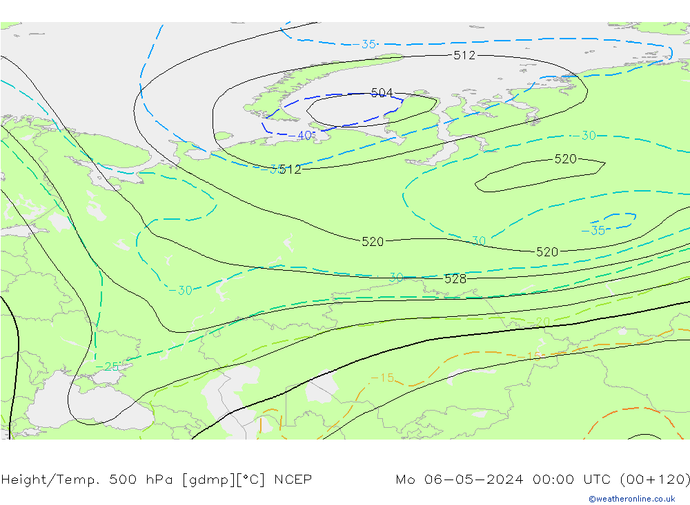 Height/Temp. 500 hPa NCEP Mo 06.05.2024 00 UTC
