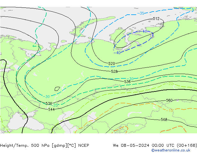 Height/Temp. 500 hPa NCEP We 08.05.2024 00 UTC