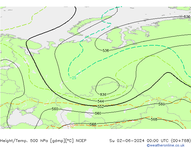 Height/Temp. 500 hPa NCEP Ne 02.06.2024 00 UTC
