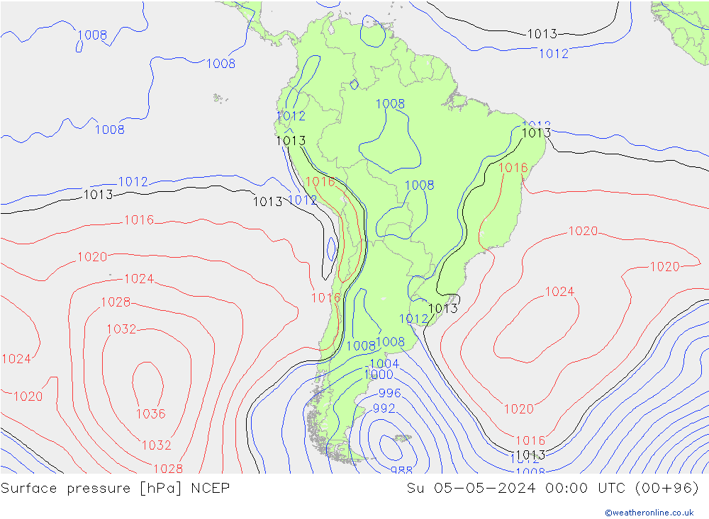 Presión superficial NCEP dom 05.05.2024 00 UTC