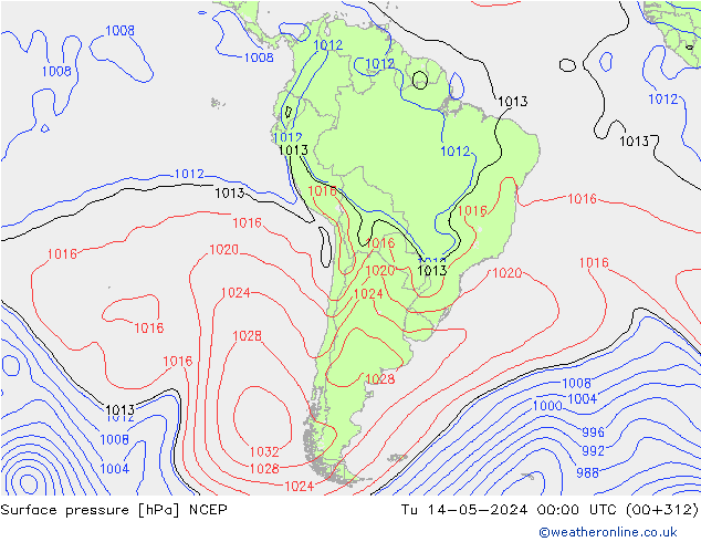 Pressione al suolo NCEP mar 14.05.2024 00 UTC