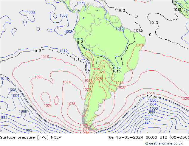 Surface pressure NCEP We 15.05.2024 00 UTC