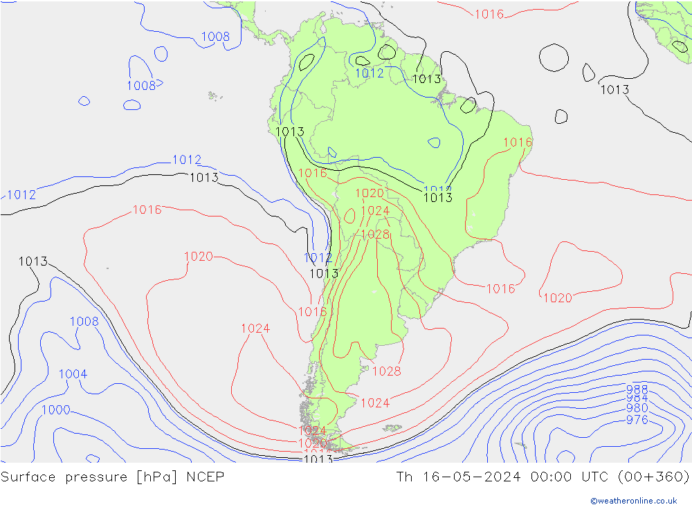 приземное давление NCEP чт 16.05.2024 00 UTC