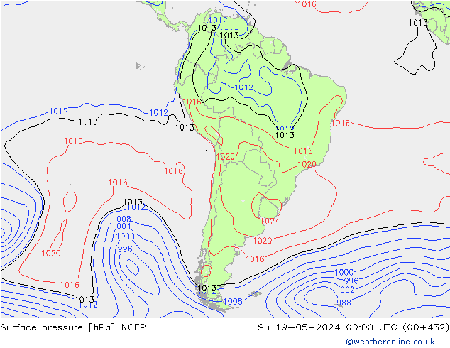 Atmosférický tlak NCEP Ne 19.05.2024 00 UTC