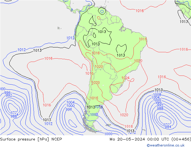 Presión superficial NCEP lun 20.05.2024 00 UTC