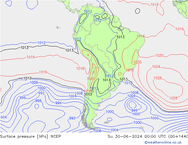 Luchtdruk (Grond) NCEP zo 30.06.2024 00 UTC