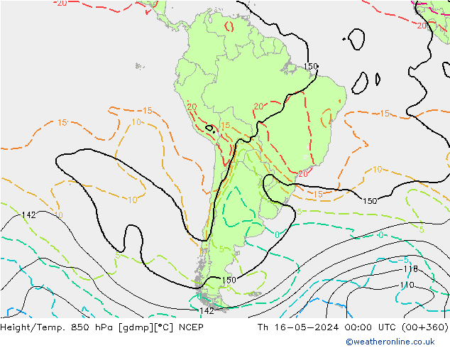 Height/Temp. 850 hPa NCEP Th 16.05.2024 00 UTC