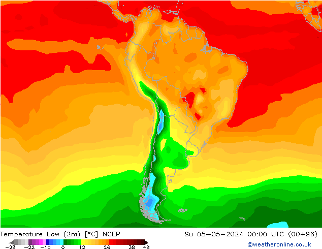 Temperatura mín. (2m) NCEP dom 05.05.2024 00 UTC