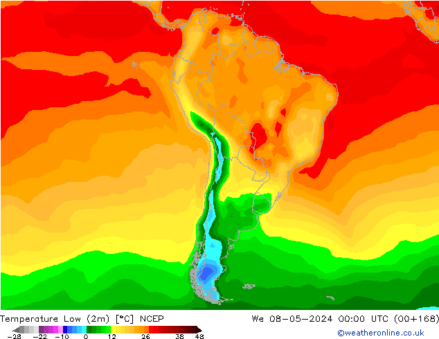 température 2m min NCEP mer 08.05.2024 00 UTC