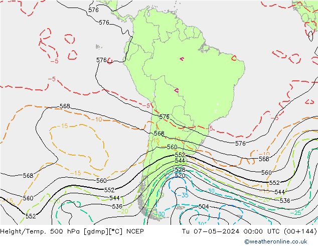 Géop./Temp. 500 hPa NCEP mar 07.05.2024 00 UTC