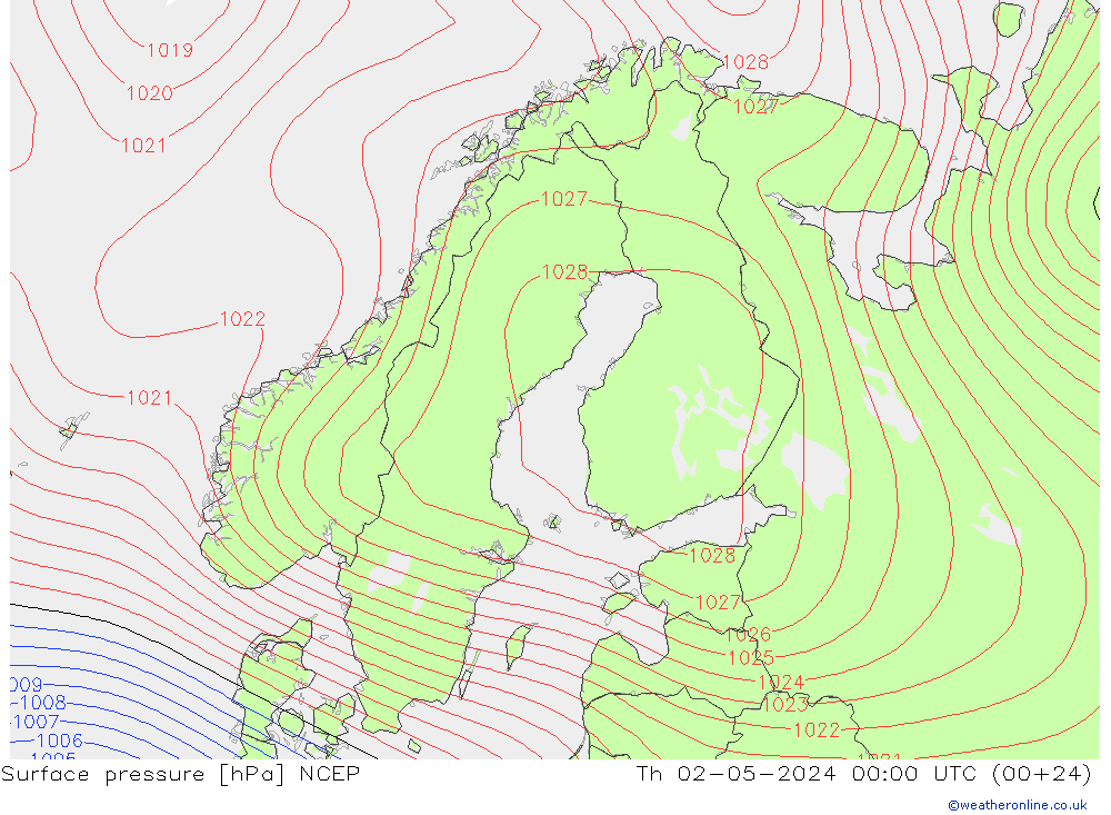 地面气压 NCEP 星期四 02.05.2024 00 UTC