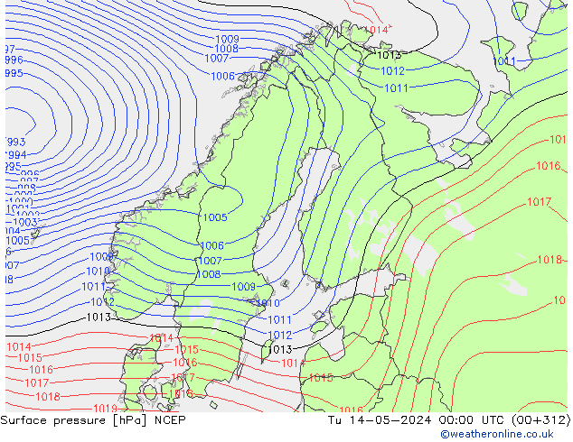 Atmosférický tlak NCEP Út 14.05.2024 00 UTC