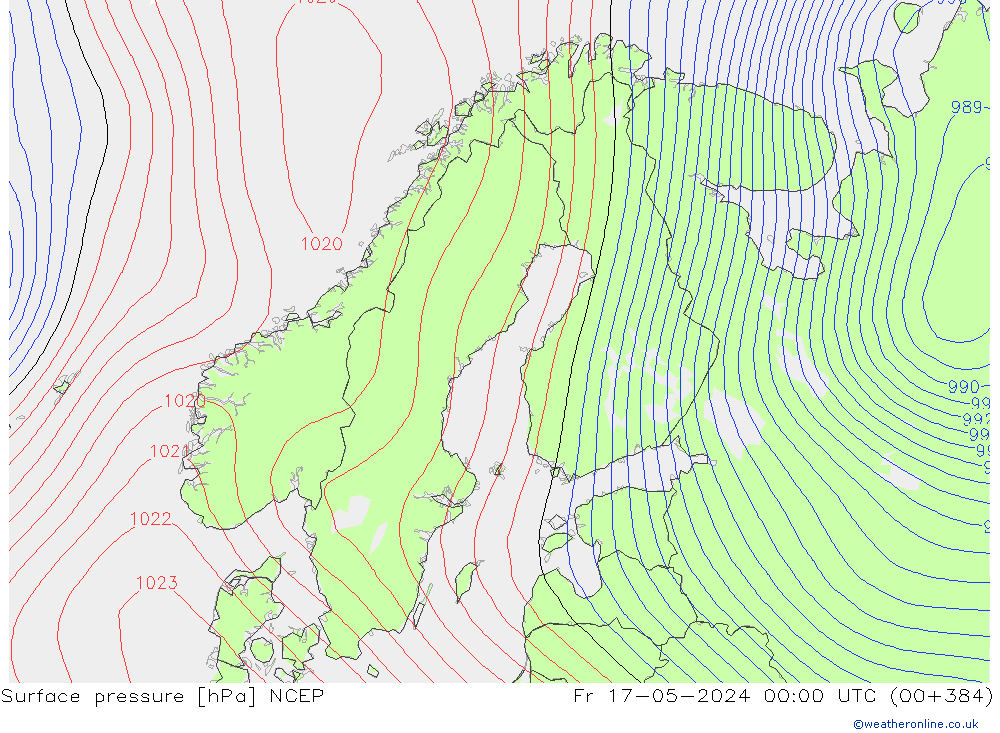 Pressione al suolo NCEP ven 17.05.2024 00 UTC