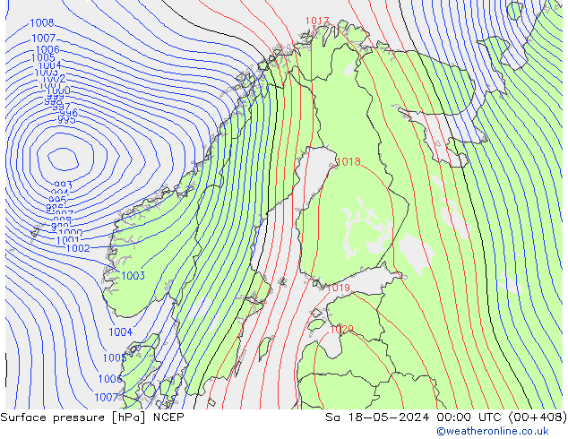 Atmosférický tlak NCEP So 18.05.2024 00 UTC