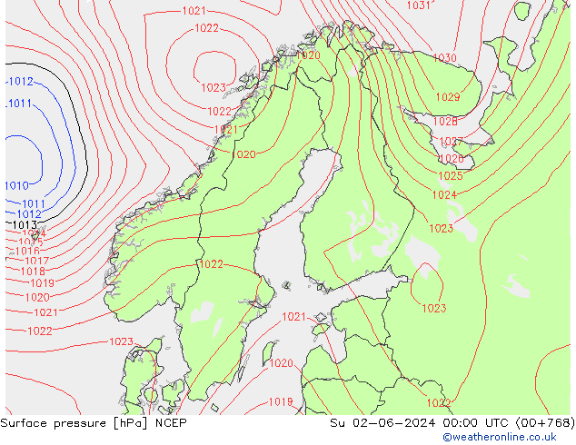 地面气压 NCEP 星期日 02.06.2024 00 UTC