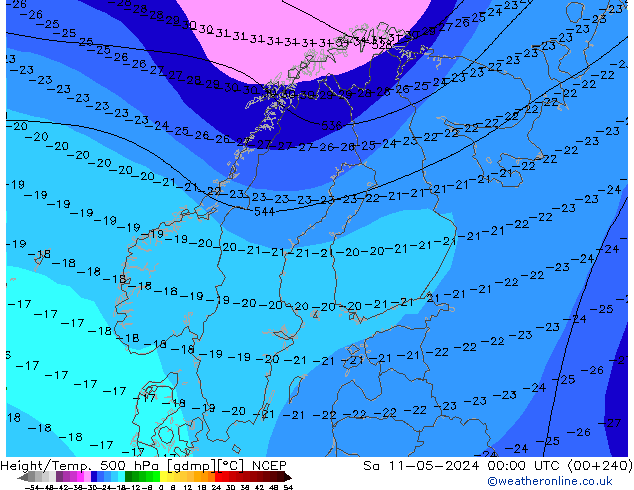 Height/Temp. 500 hPa NCEP Sa 11.05.2024 00 UTC