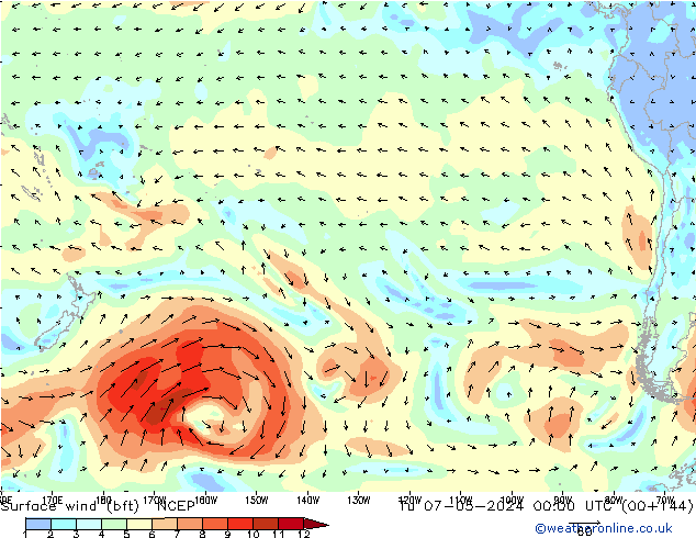 Bodenwind (bft) NCEP Di 07.05.2024 00 UTC