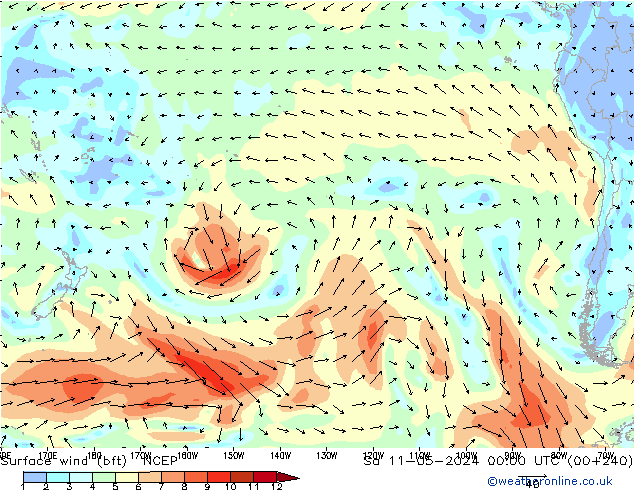  10 m (bft) NCEP  11.05.2024 00 UTC