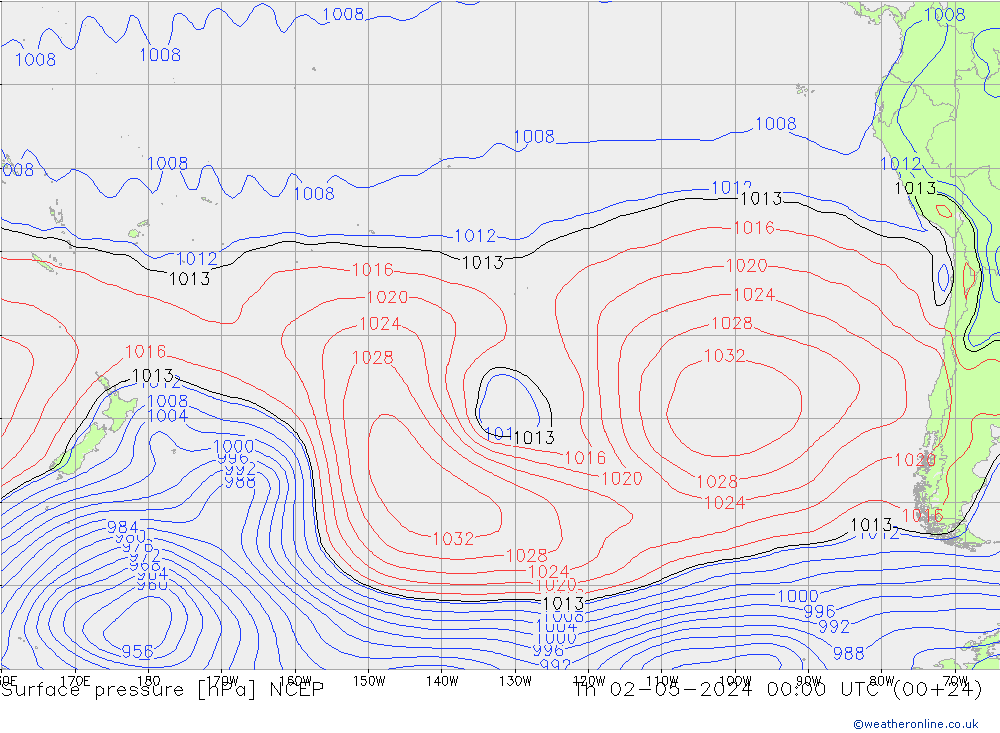 pressão do solo NCEP Qui 02.05.2024 00 UTC