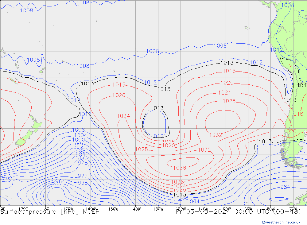 Pressione al suolo NCEP ven 03.05.2024 00 UTC